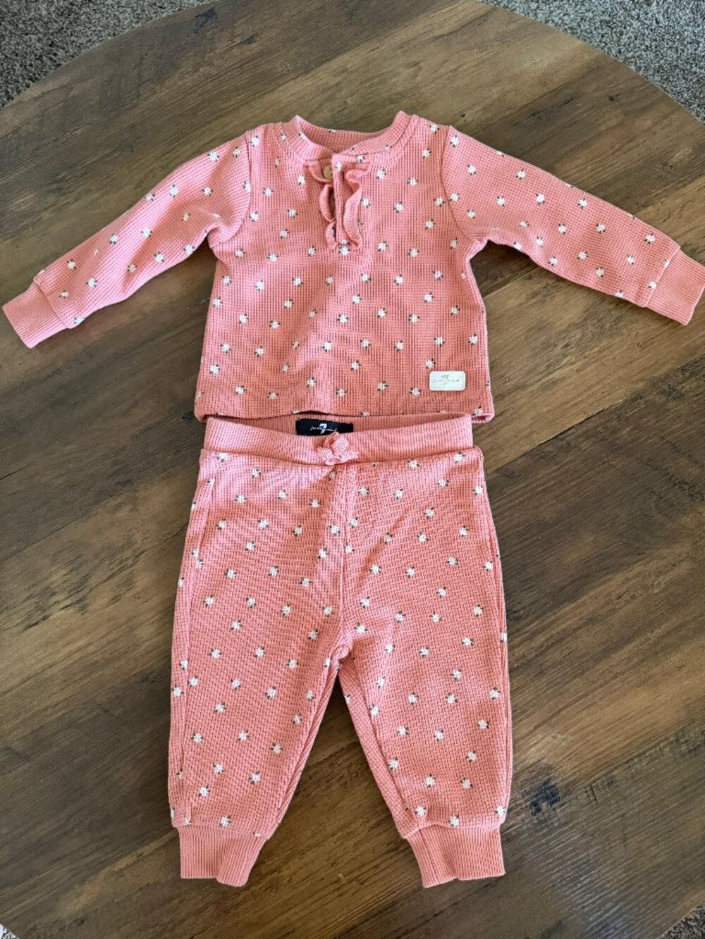 7 For All Mankind Baby Girl 2-Piece Lounge Set Pink Floral 3-6 Months NWOT